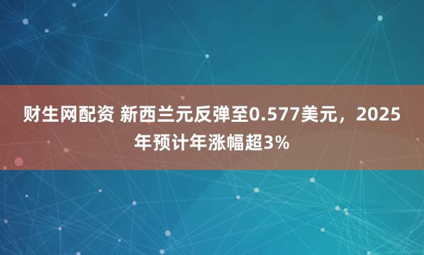 财生网配资 新西兰元反弹至0.577美元，2025年预计年涨幅超3%