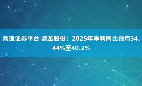嘉理证券平台 鼎龙股份：2025年净利同比预增34.44%至40.2%