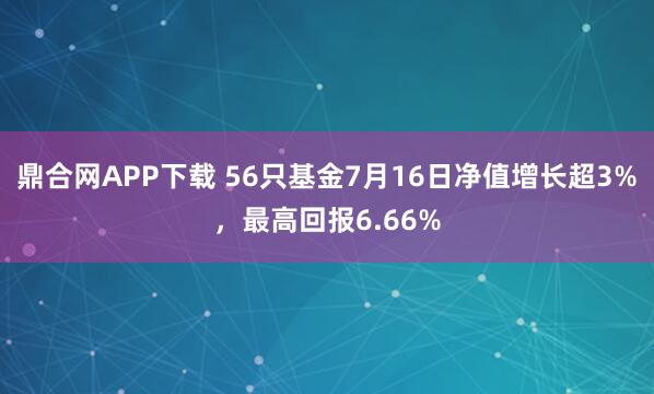 鼎合网APP下载 56只基金7月16日净值增长超3%，最高回报6.66%